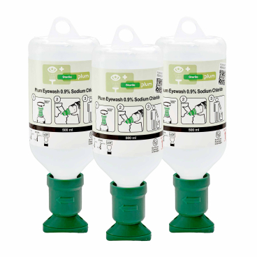 Plum Augenspülung, Natriumchloridlösung, steril 1 Karton = 3 x 500 ml Flasche mit Augenschale - Bild-Darstellung des Produktes 1