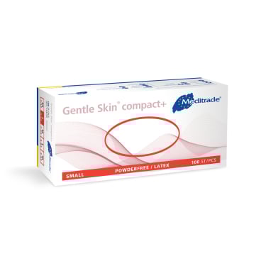 Meditrade Gentle Skin® compact Latex Untersuchungshandschuh 1 Karton = 10 x 100 = 1000 Stück, Größe S - Bild-Darstellung des Produktes 1