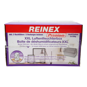 Reinex Luftentfeuchter-Nachfüllpackung – 1 Box inkl. 2 x 1,2 kg Nachfüllpacks