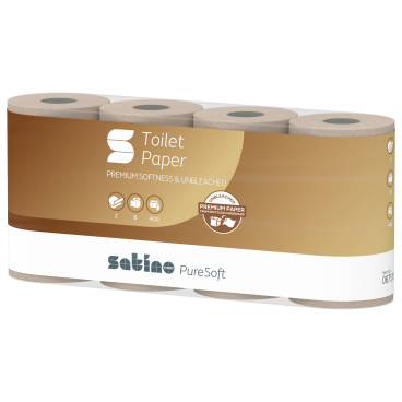 Satino PureSoft Toilettenpapier, 2-lagig, kompatibel mit MT1 1 Karton = 6 Packungen à 8 Rollen à 400 Blatt - Bild-Darstellung des Produktes 1
