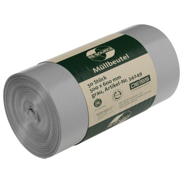 DEISS RE:SOURCE® Müllbeutel aus LDPE 30 Liter, grau 1 Rolle = 50 Stück - Bild-Darstellung des Produktes 1