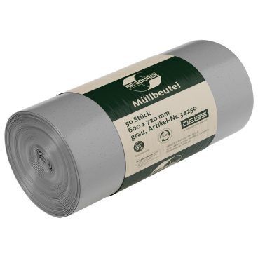 DEISS RE:SOURCE® Müllbeutel aus LDPE 60 Liter, grau 1 Rolle = 50 Stück - Bild-Darstellung des Produktes 1