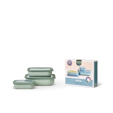 Mepal Frischhaltedose Set cirqula rechteckig, flach, 3-teilig Farbe: grün, Nordic sage - Bild-Darstellung des Produktes 1