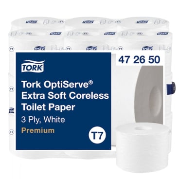 Tork OptiServe® Coreless, Extra-Weich, Hülsenlos, 3-lagig, weiß 1 Paket = 18 Rollen à 63,2 Meter - Bild-Darstellung des Produktes 1