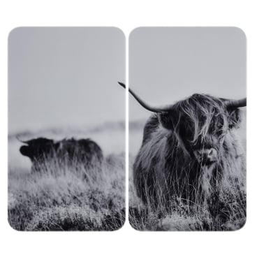 WENKO Herdabdeckplatte Universal Highland Cattle, 2er Set 1 Set = 2 Glasabdeckplatten - Bild-Darstellung des Produktes 1