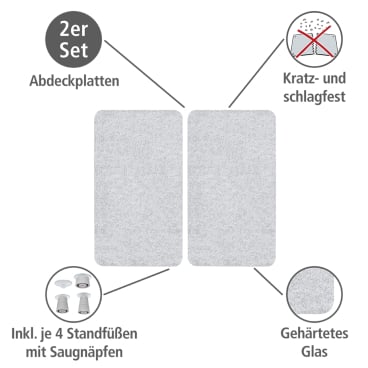 WENKO Herdabdeckplatte Universal Toscana 2er Set, für Glaskeraik