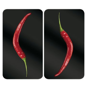 WENKO Universal Herdabdeckplatte, 2er Set Muster: Hot Peperoni, 2 Platten - Bild-Darstellung des Produktes 1