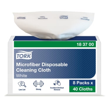 Tork Mikrofaser Einweg Reinigungstücher Weiß, 1-lagig 1 Karton = 8 Packungen à 40 Stück - Bild-Darstellung des Produktes 1