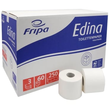 Fripa Edina Toilettenpapier, 3-lagig 1 Karton = 60 Rollen à 250 Blatt - Bild-Darstellung des Produktes 1