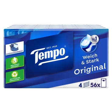 Tempo Taschentücher, samtig weich, 3 in 1 1 Packung = 56 x 10 Tücher = 560 Tücher - Bild-Darstellung des Produktes 1