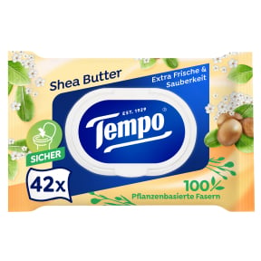 Tempo Sheabutter Feuchte Toilettentcher 1 Packung = 42 Tcher, mit  Verschluss kaufen