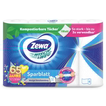 Zewa Küchenrolle Wisch&Weg Sparblatt 1 Packung = 4 Rollen x 74 Blatt - Bild-Darstellung des Produktes 1