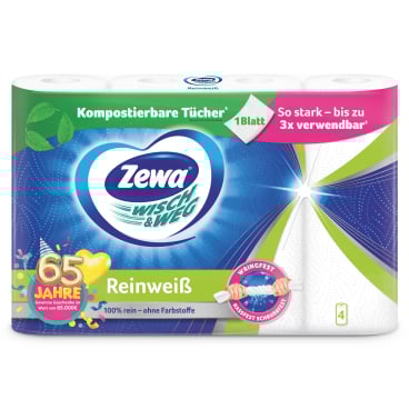 Zewa Küchenrolle Wisch&Weg Reinweiß 1 Packung = 4 Rollen x 45 Blatt - Bild-Darstellung des Produktes 1