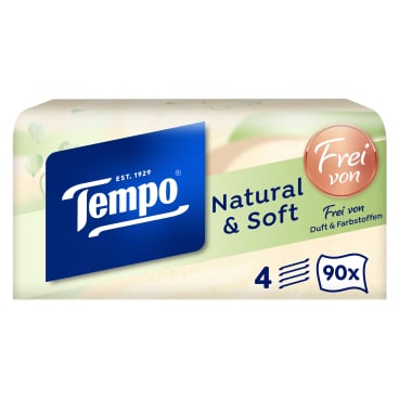 Tempo Taschentücher natural & soft 1 Box = 90 Tücher - Bild-Darstellung des Produktes 1