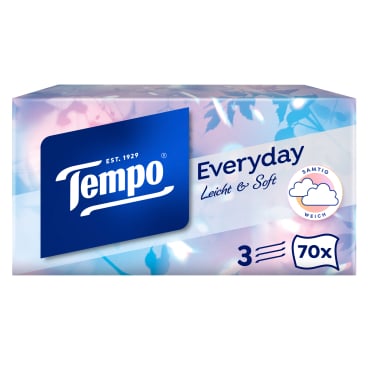Tempo Taschentücher Box Light, 3-lagig 1 Box = 70 Tücher - Bild-Darstellung des Produktes 1