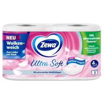 Zewa Ultra Soft Toilettenpapier, 4-lagig mit Strohanteil 1 Packung = 2 Rollen à 150 Blatt - Bild-Darstellung des Produktes 1