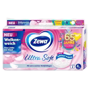 Zewa Ultra Soft Toilettenpapier, 4-lagig mit Strohanteil 1 Packung = 8 Rollen à 150 Blatt - Bild-Darstellung des Produktes 1