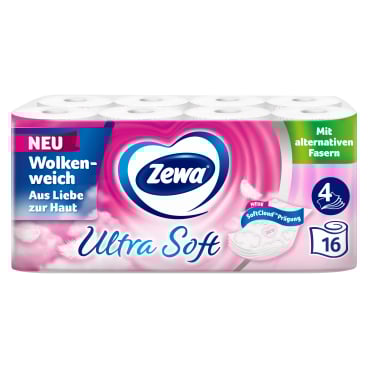 Zewa Ultra Soft Toilettenpapier, 4-lagig mit Strohanteil 1 Packung = 16 Rollen à 150 Blatt - Bild-Darstellung des Produktes 1