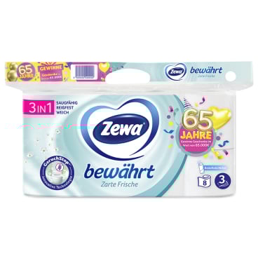 Zewa Bewährt Lufterfrischer Toilettenpapier, 3-lagig 1 Packung = 8 Rollen à 150 Blatt - Bild-Darstellung des Produktes 1