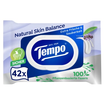Tempo Natural Skin Balance - Beruhigend feuchte Toilettentücher 1 Packung = 42 Tücher - Bild-Darstellung des Produktes 1