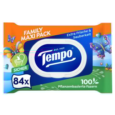 Tempo Feuchte Toilettentücher, Maxi Pack 1 Packung = 84 Tücher - Bild-Darstellung des Produktes 1