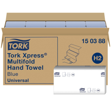 Tork Xpress® Multifold Papierhandtücher, H2, 23,4 x 21,3 cm, blau 1 Karton = 20 Packungen à 237 Tücher - Bild-Darstellung des Produktes 1