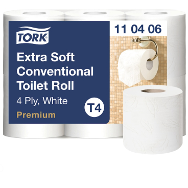 Tork Kleinrollen Toilettenpapier, extra soft, T4 Premium, 4-lagig 1 Paket = 7 Packungen à 6 x 150 Blatt - Bild-Darstellung des Produktes 1