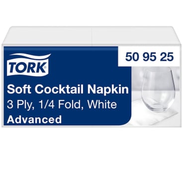 Tork Cocktailservietten Soft, 3-lagig, 1/4 Falz, weiß 1 Packung = 200 Stück - Bild-Darstellung des Produktes 1