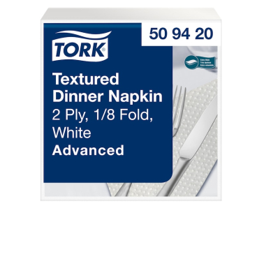 Tork Tischservietten Textured, 39 x 39,5 cm, 1/8 Falz, weiß 1 Karton = 20 Packungen à 50 Stück - Bild-Darstellung des Produktes 1