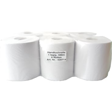 Rollenhandtuchpapier, Innenabwicklung, 1-lagig, hochweiß 1 Palette = 48 Pakete à 6 Rollen - Bild-Darstellung des Produktes 1