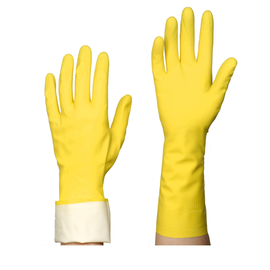 Spontex Handschuhe Milleusi Extra – 1 Paar, Größe S (gelb) – 100% Latex Mit Baumwollfutter