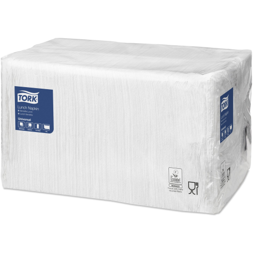 Tork Lunchservietten, 33 x 33 cm, 1-lagig, weiß