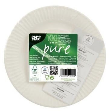 Papstar Pure Teller, Pappe 1 Packung = 100 Stück, Ø 15 cm kaufen