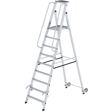 MUNK Aluminium-Stehleiter mit Rollen und Griff 9 Stufen 1 Stück - Bild-Darstellung des Produktes 1