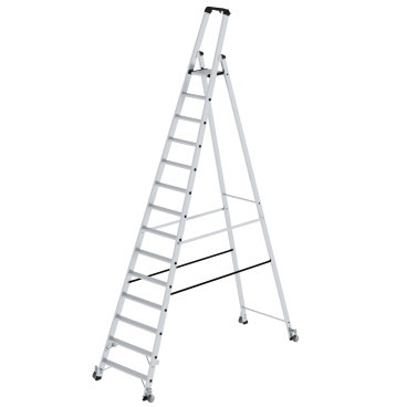 MUNK Stehleiter einseitig begehbar mit Rollen 14 Stufen 1 Stück - Bild-Darstellung des Produktes 1