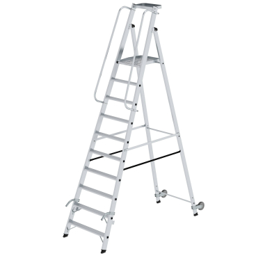 MUNK Aluminium-Stehleiter mit Rollen und Griff 10 Stufen 1 Stück - Bild-Darstellung des Produktes 1