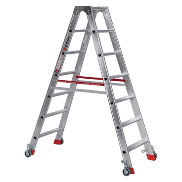 Euroline Premium 30573 Stufenstehleiter mit Federrollen und Feststellern 2x7 Stufen 1 Stück - Bild-Darstellung des Produktes 1