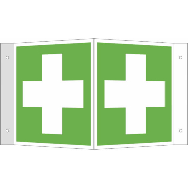 Erste-Hilfe-Schild - Winkel - langnachleuchtend Material: Hart-PVC; Größe (BxH): 15,0 x 15,0 cm - Bild-Darstellung des Produktes 1