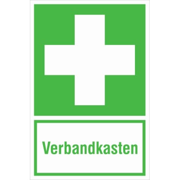Erste-Hilfe-Kombischild - langnachleuchtend; Erste Hilfe - Verbandkasten Material: Aluminium; Größe (BxH): 20,0 x 30,0 cm - Bild-Darstellung des Produktes 1
