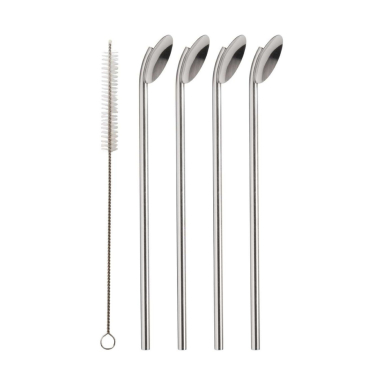 ASA THERMO Trinklöffel inklusive Edelstahlbürste - 4er Set - 4 Stück à L19,5 cm - Ø 0,6 cm - silber silber-4 Stück à L19,5 cm - Ø 0,6 cm - Bild-Darstellung des Produktes 1