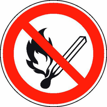 Verbotsschild: Keine offene Flamme, Feuer, offene Zündquelle und Rauchen verboten Material: Weich-PVC-Folie; Größe (Durchm.): 10,0 cm - Bild-Darstellung des Produktes 1