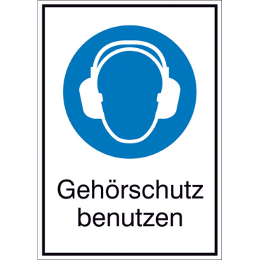 Gebots-Kombischild: Gehörschutz benutzen Material: Weich-PVC-Folie; Größe (BxH): 13,1 x 18,5 cm - Bild-Darstellung des Produktes 1