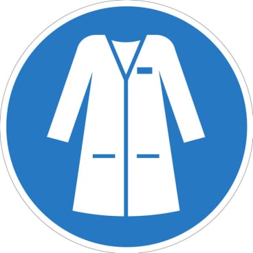 Gebotsschild: Laborkittel benutzen Material: Weich-PVC-Folie; Größe (Durchm.): 10,0 cm - Bild-Darstellung des Produktes 1