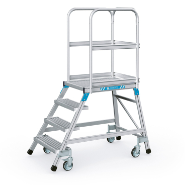 Zarges Podestleiter fahrbar mit 4 Stahl-Giterrost-Stufen 1 Stück - Bild-Darstellung des Produktes 1