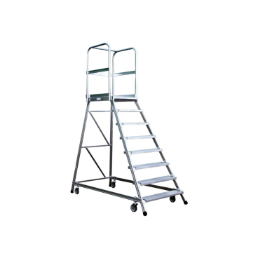 Iller Podestleiter fahrbar mit gefederten Lenkrollen Aluminium 5 Stufen 1 Stück - Bild-Darstellung des Produktes 1