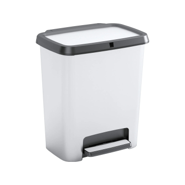 CURVER Mülleimer Küche COMPATTA DUO mit Deckel, 2 x 11 Liter Farbe: silber / schwarz - Bild-Darstellung des Produktes 1