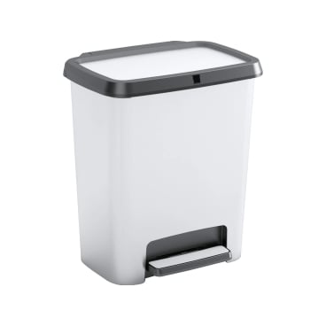 CURVER Mülleimer Küche COMPATTA mit Tretpedal, 25 Liter Farbe: silber / schwarz - Bild-Darstellung des Produktes 1