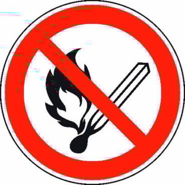 Verbotsschild: Keine offene Flamme, Feuer, offene Zündquelle und Rauchen verboten Material: Weich-PVC-Folie; Größe (Durchm.): 20,0 cm - Bild-Darstellung des Produktes 1