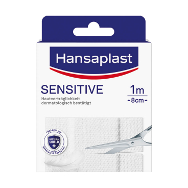 Beiersdorf Hansaplast Sensitive Wundschnellverband weiß, 1 m x 8 cm Beiersdorf Hansaplast Sensitive Wundschnellverband weiß, 1 m x 8 cm - Bild-Darstellung des Produktes 1
