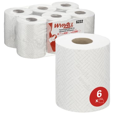 WypAll® L10 Papierreinigungstücher, 1-lagig, weiß 1 Paket = 6 Rollen à 430 Tücher = 2580 Tücher - Bild-Darstellung des Produktes 1